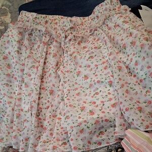 Pink Lily Floral A-Line Skirt